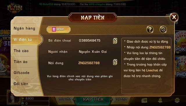 Thủ tục nạp tiền được rút ngắn